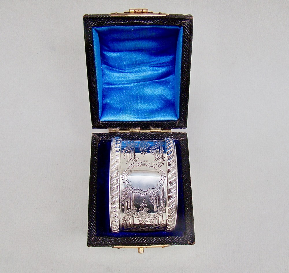 stunning cased edwardian silver napkin ring by marples co birmingham 1902