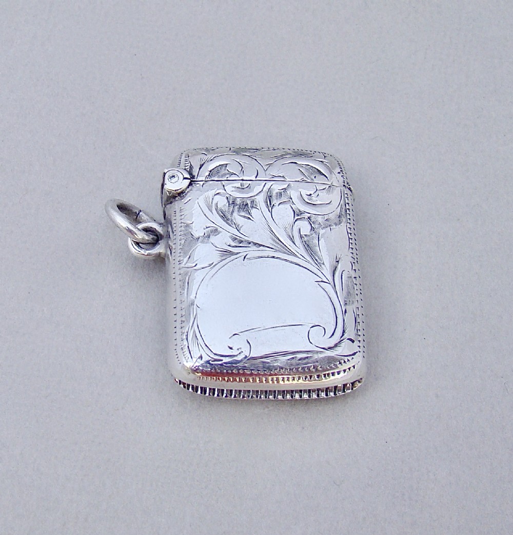 delightful edwardian silver small vesta case by joseph gloster birmingham 1901