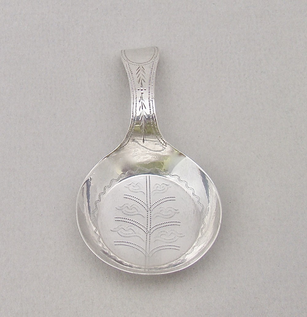 unusual georgian silver frying pan caddy spoon birmingham 1799
