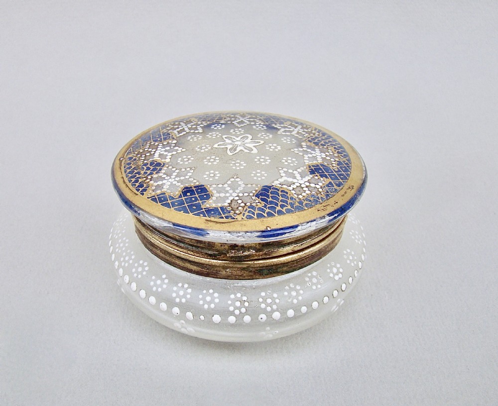 19th century french enamelled glass trinket box circa 1890