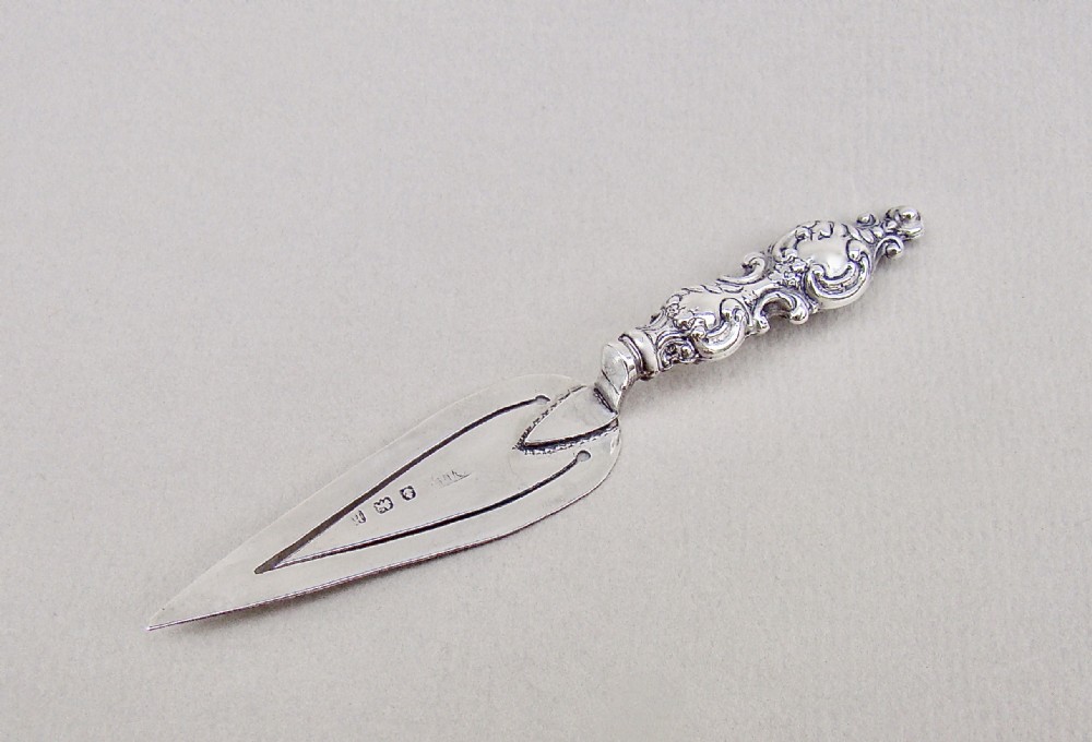 edwardian silver trowel shaped bookmark by adie lovekin birmingham 1907