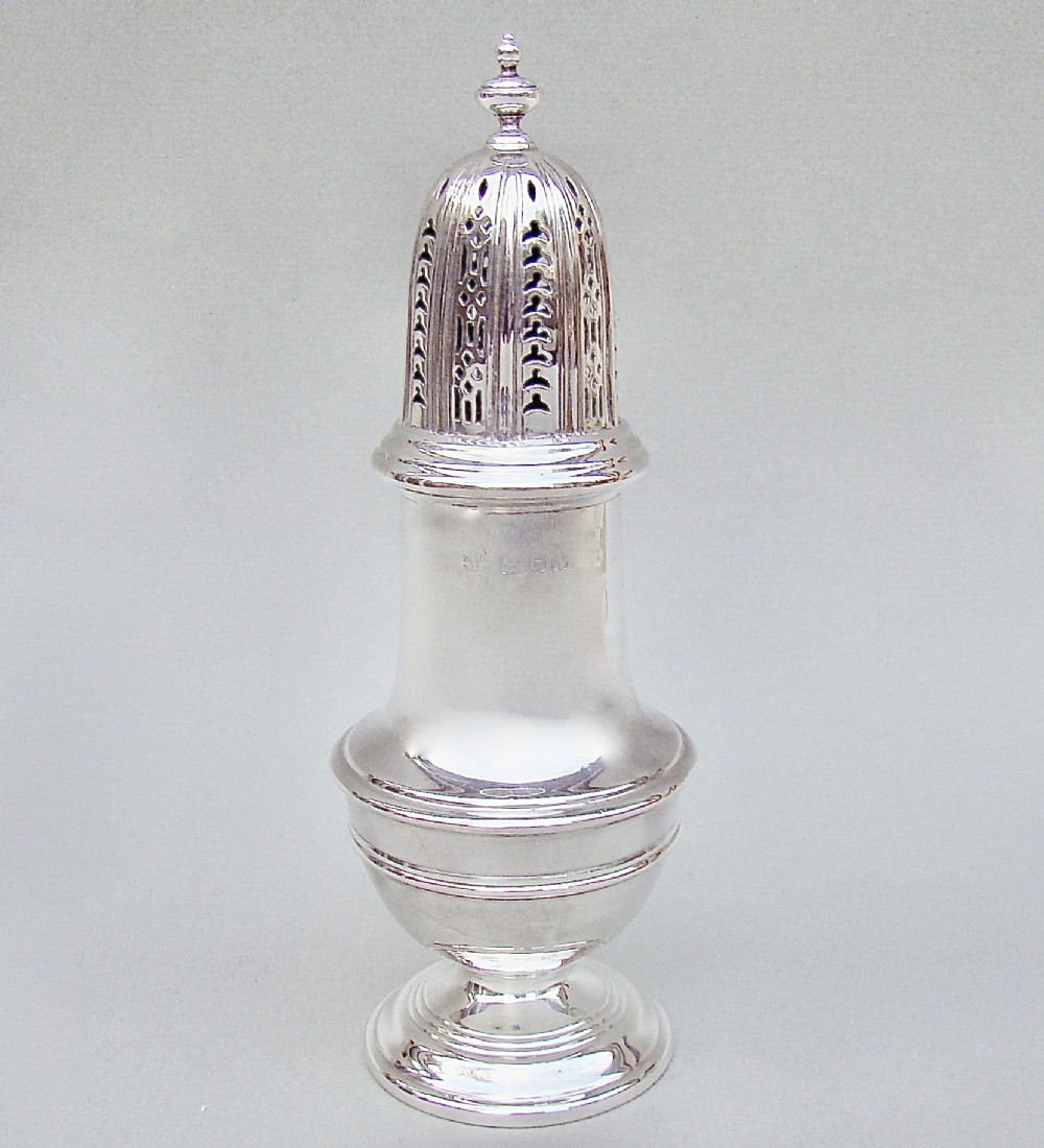 georgian revival solid silver sugar caster by the barker brothers birmingham 1939