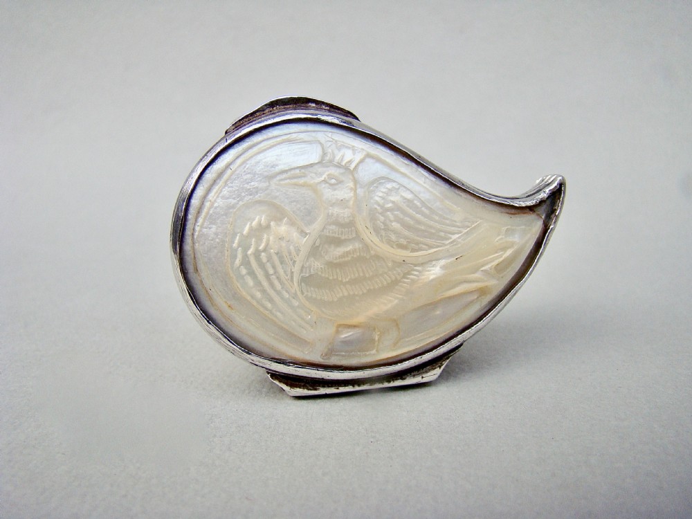 rare georgian silver carved mother of pearl love token box circa 1780