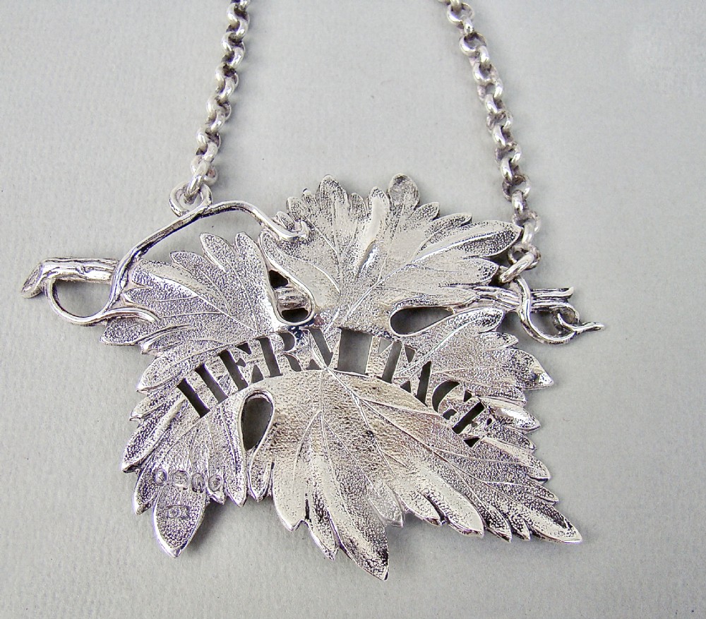 rare georgian silver vine leaf label for hermitage by charles rawling london 1823