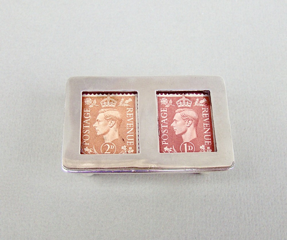 edwardian silver double troughshaped stamp box by adie lovekin birmingham 1900