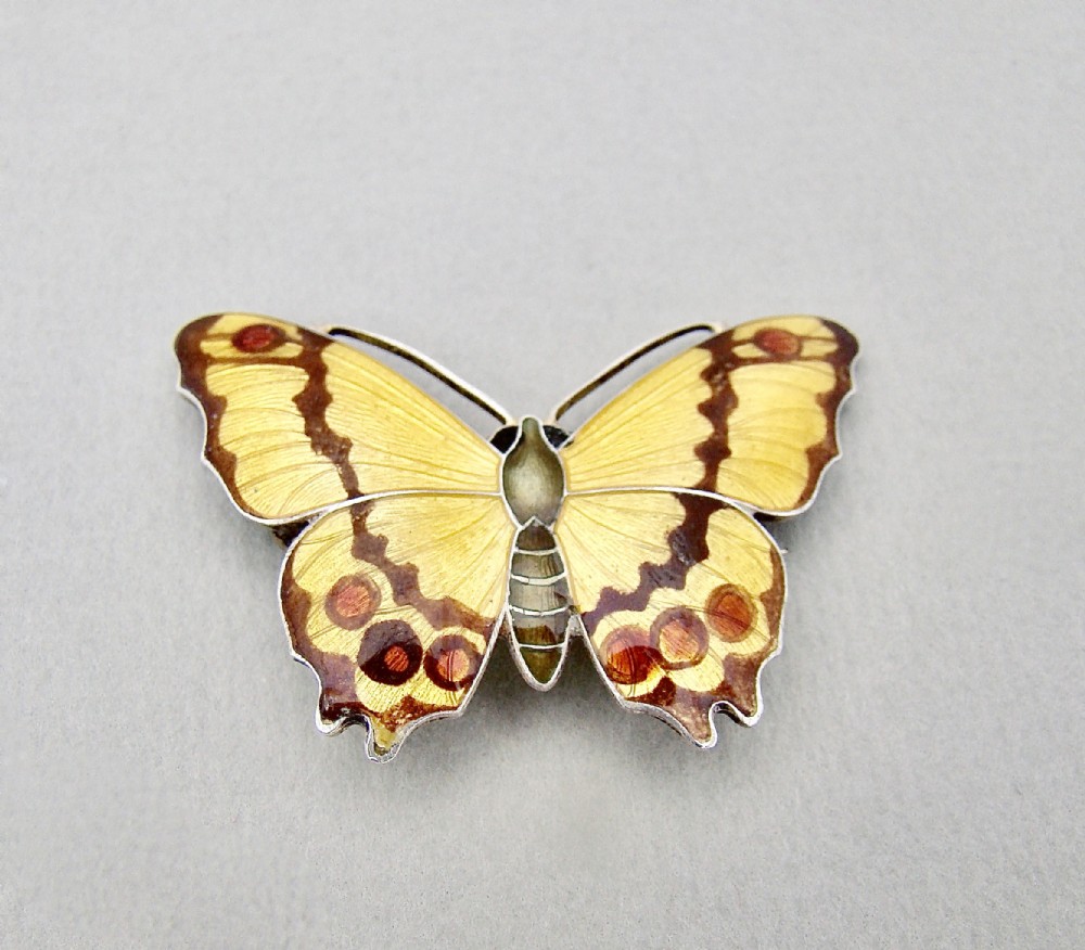 art nouveau sterling silver guilloche enamel butterfly brooch by john atkin sons circa 1910