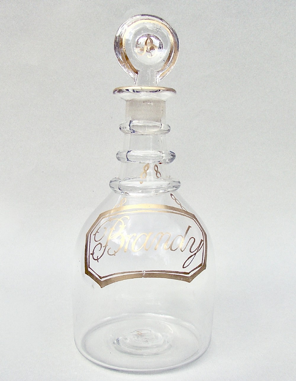 rare georgian gilt glass brandy decanter circa 1795