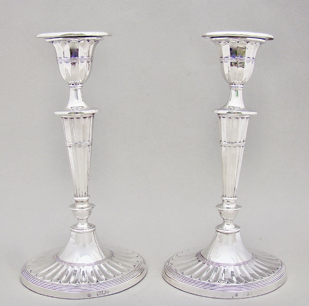 elegant pair of victorian sterling silver candlesticks by william hutton sons london 1896