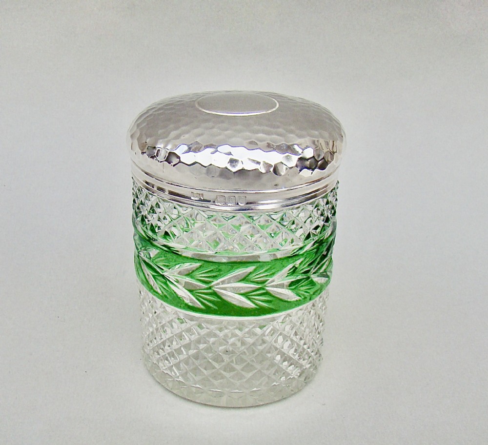 victorian silver mounted bohemian glass dressing table jar by thomas ingleton london 1896