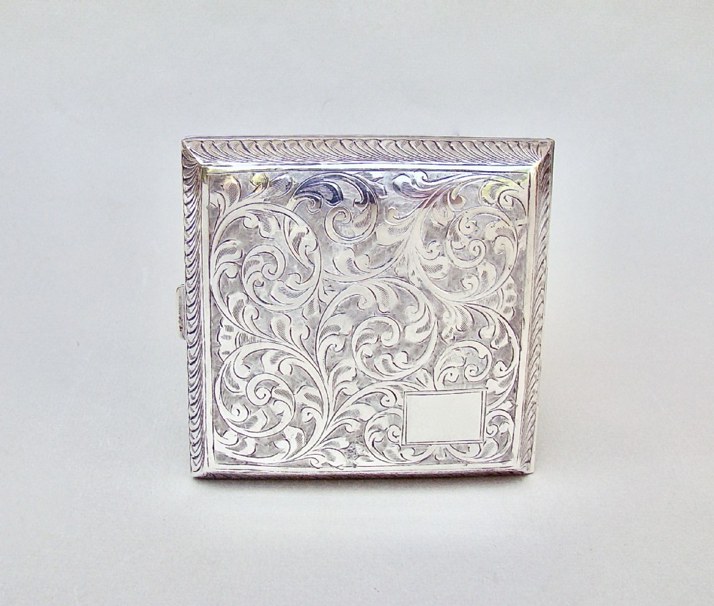 elegant art deco silver cigarette case by john henry wynn birmingham 1929