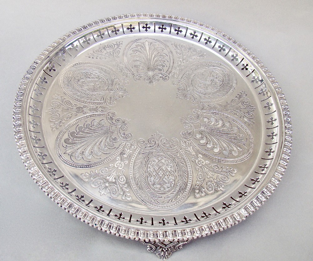 superb victorian 10 silver plated salver or drinks tray kitemark of 1868