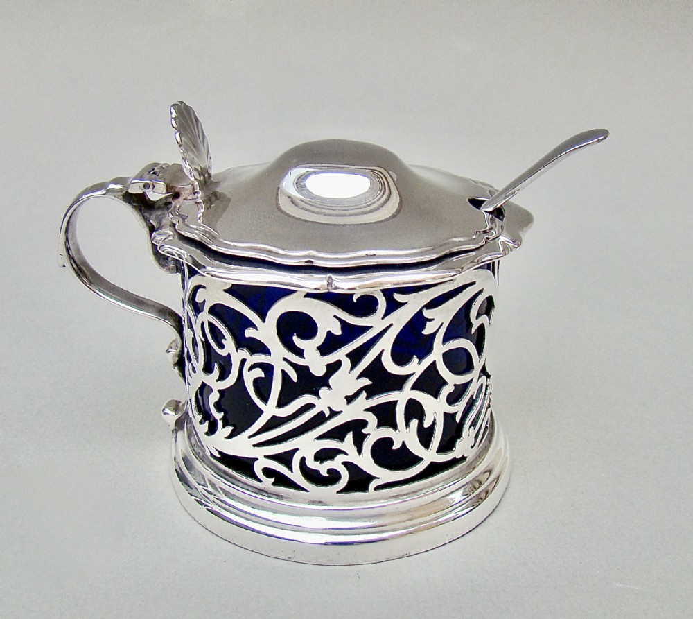 good edwardian pierced silver mustard pot by the atkin brothers sheffield 1901