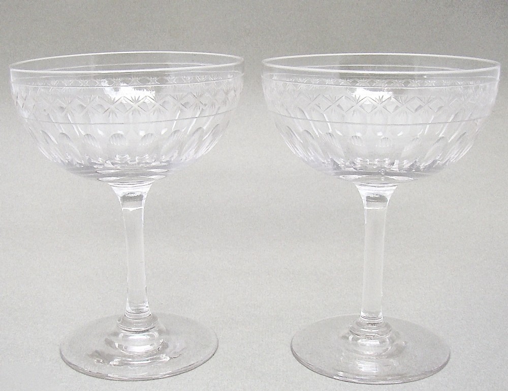 elegant pair of victorian slicedcut champagne coupes circa 1890