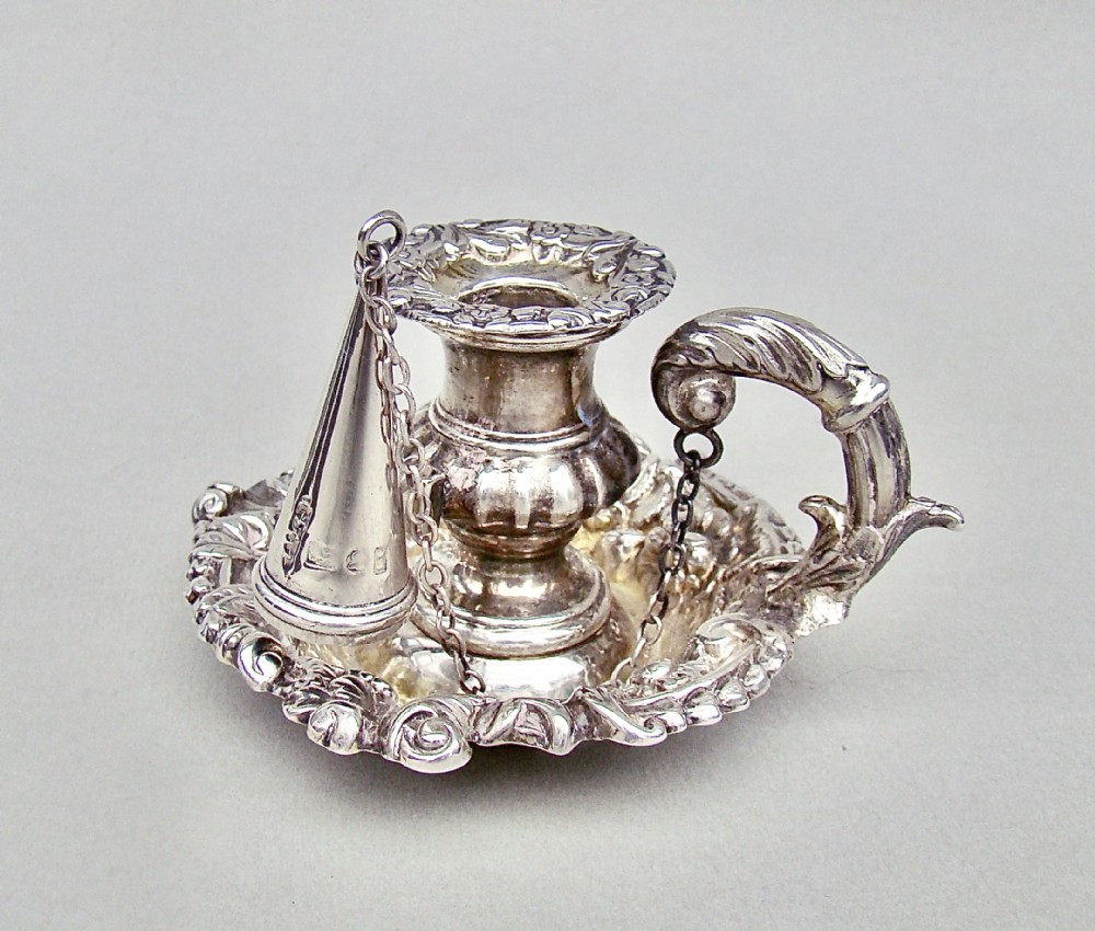 rare georgian miniature silver chamberstick by john thomas settle sheffield 1824