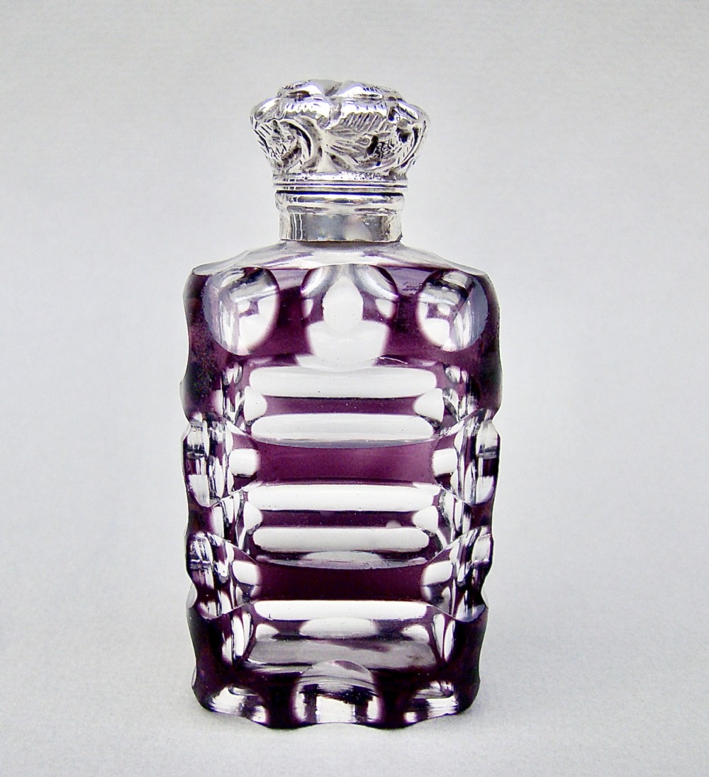 victorian silver and amethyst overlay bohemian glass scent bottle circa 1890