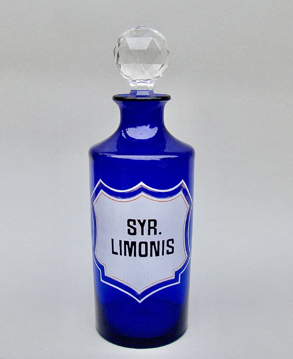 rare victorian bristol blue glass white label apothecary bottle circa 1890