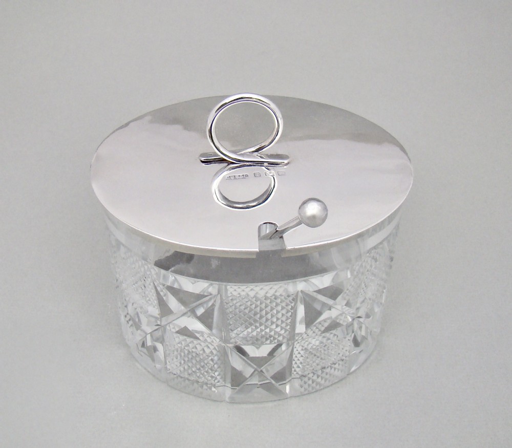 fabulous art deco silver mounted preserve jar by george unite birmingham 1928