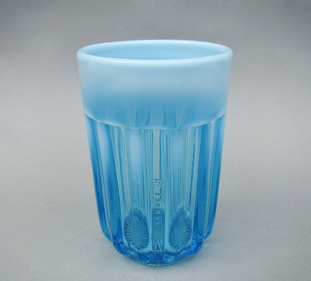 victorian blue pearline glass beaker by davidson circa 1890