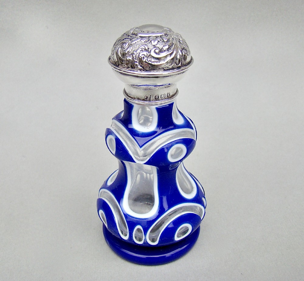 stunning edwardian silver bohemian triple cased glass scent bottle birmingham 1907