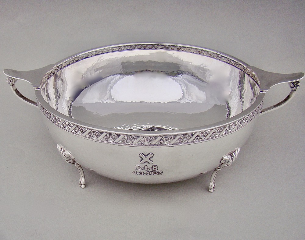large arts craft silver bowl attributed to a e jones london 1933