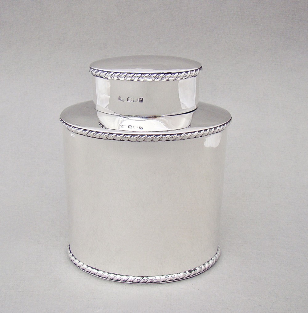 elegant george v silver tea caddy by the atkins brothers sheffield 1923