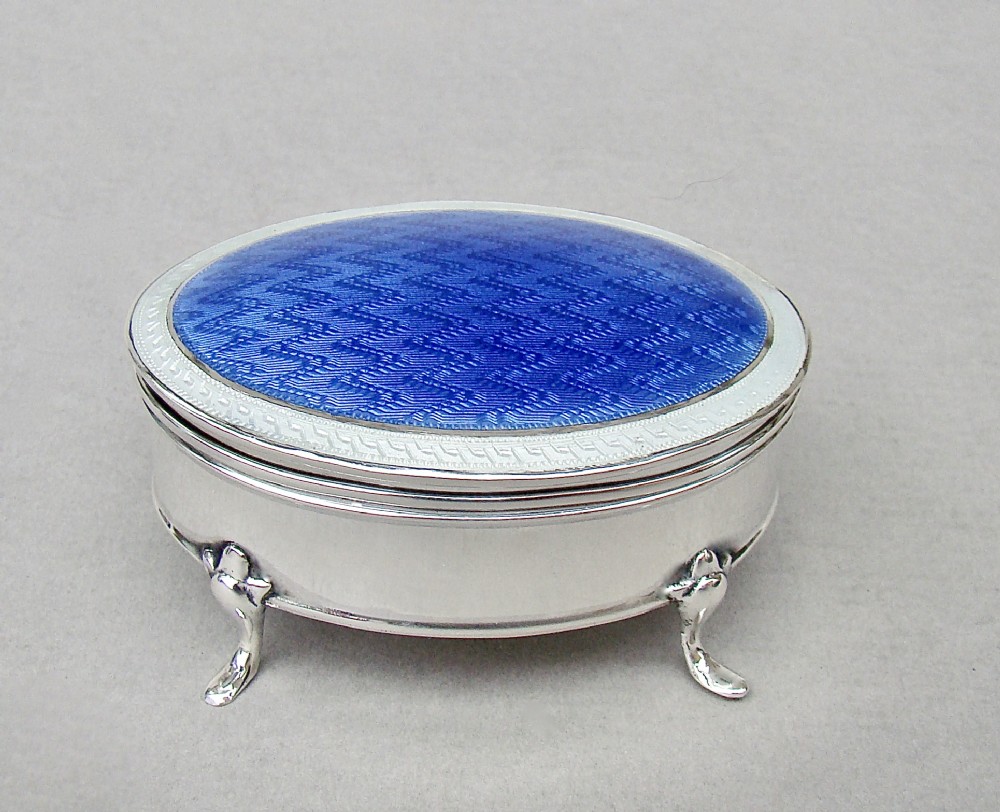edwardian silver and guilloche enamel jewellery box by ce turner chester 1908