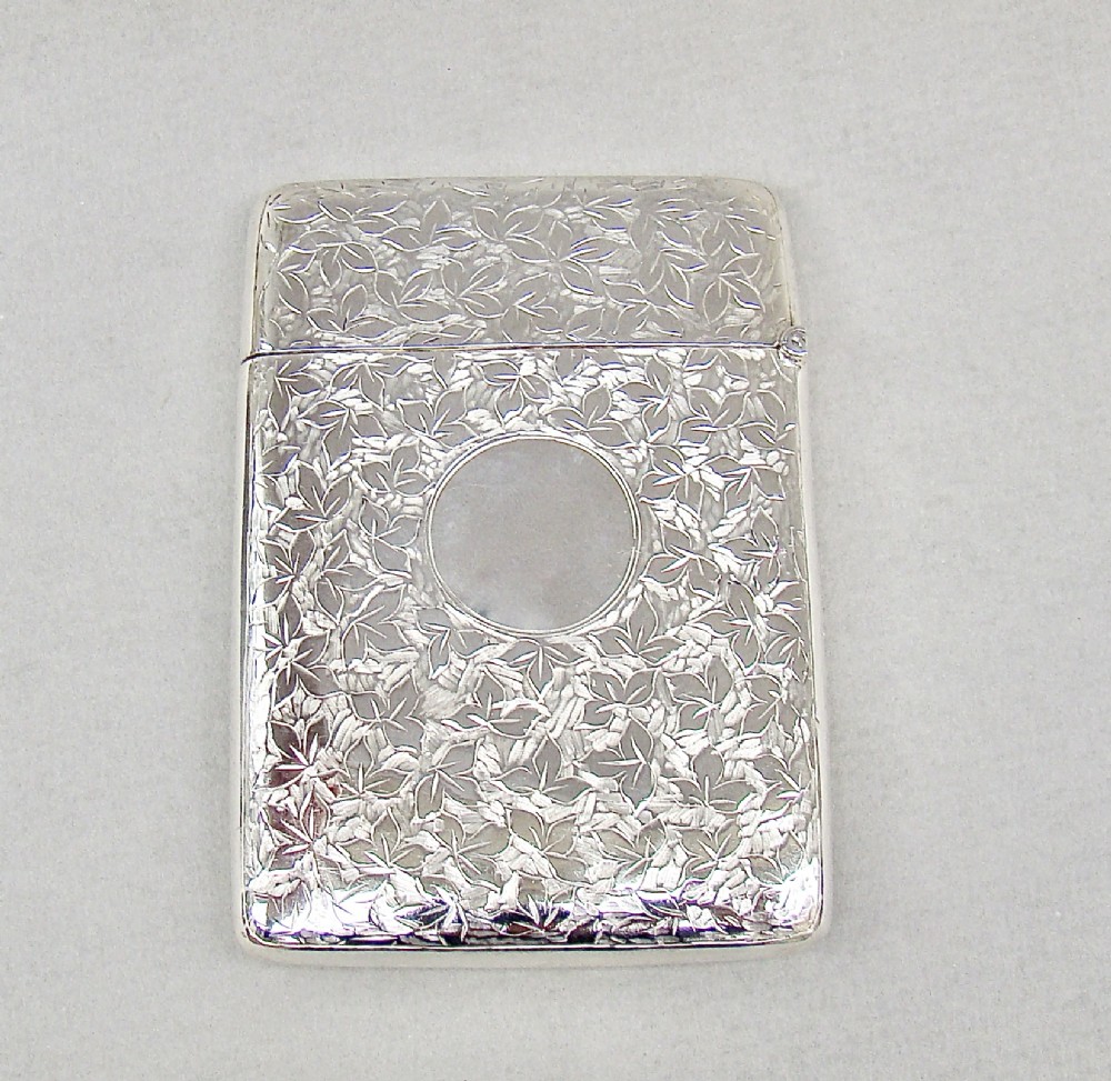 elegant edwardian solid silver card case by robert pringle sons chester 1907