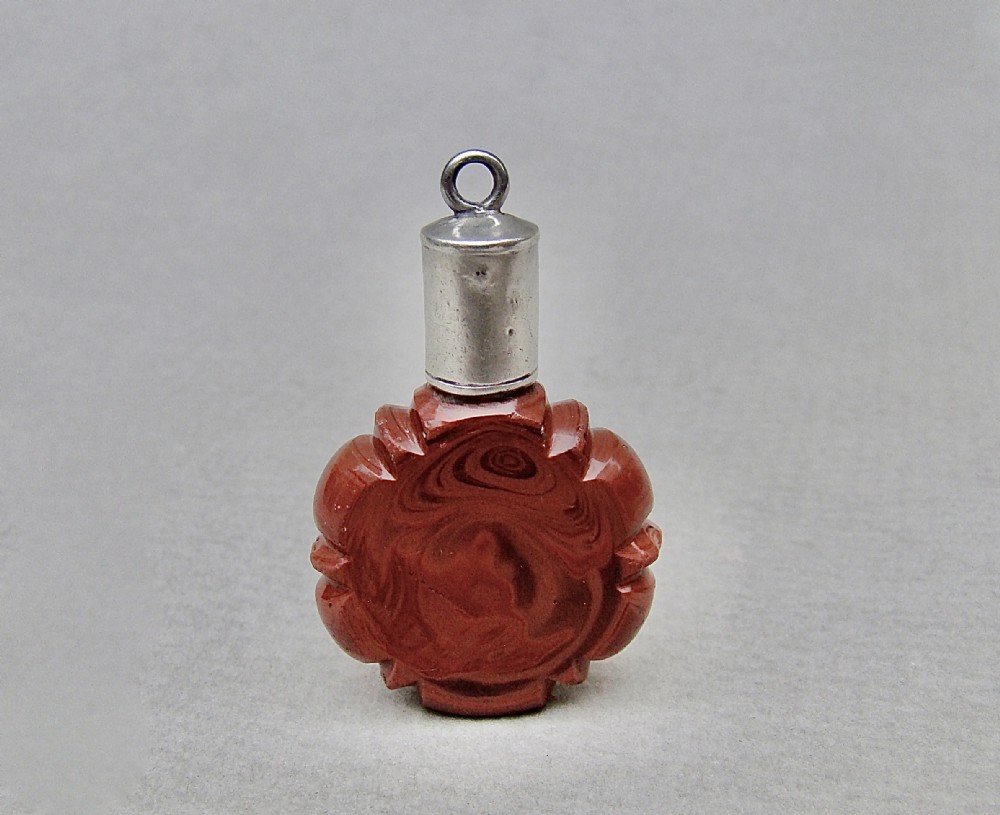 rare miniature silver lithyalin glass chatelaine scent bottle circa 1860