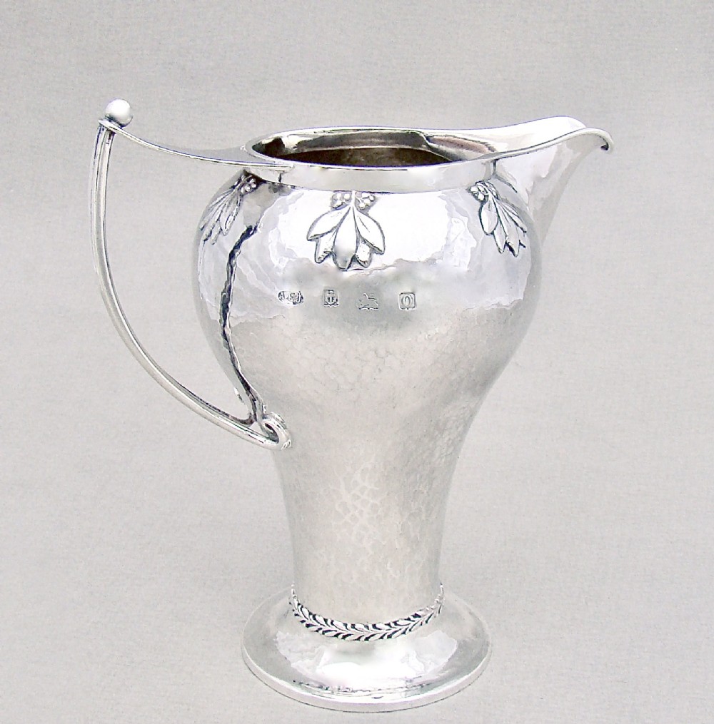 rare a e jones arts craft silver jug birmingham 1913