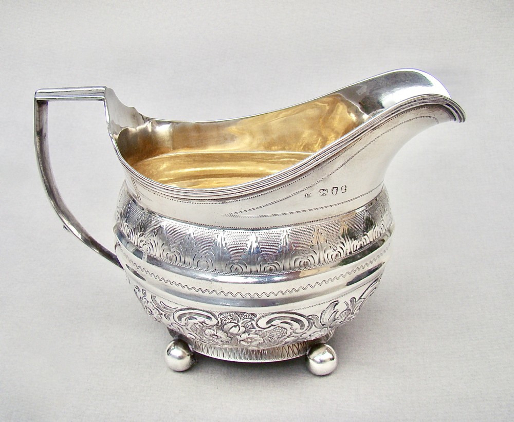 georgian silver cream jug by thomas whitehead london c1820