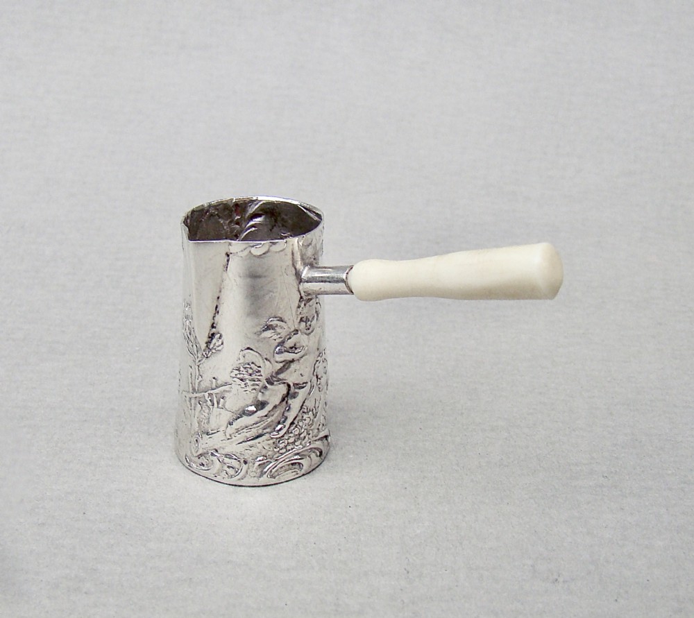 19th c miniature hanau silver brandy warmer import marks for london 1895