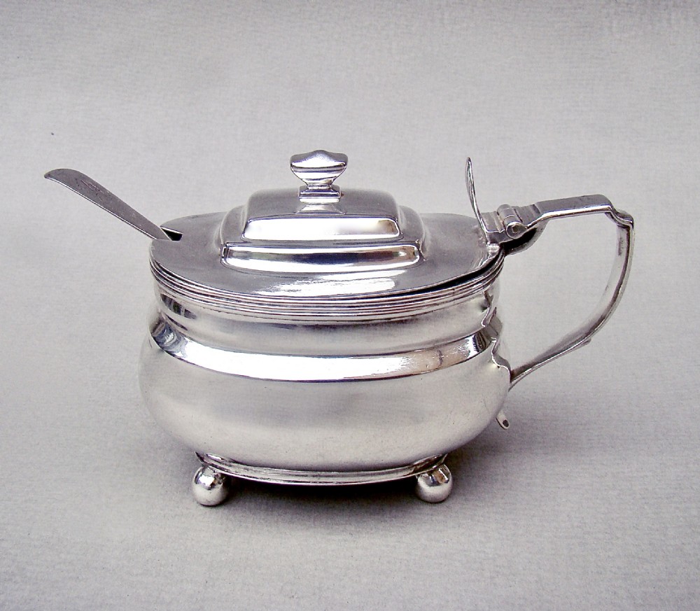 good georgian silver mustard pot matching spoon by sarah john blake london 1819