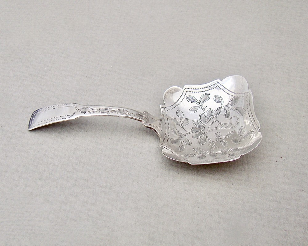 exquisite georgian silver caddy spoon by james collins birmingham 1825