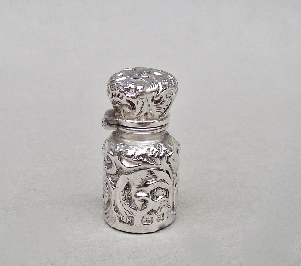 small and exquisite victorian silver cased scent bottle by charles may birmingham 1894