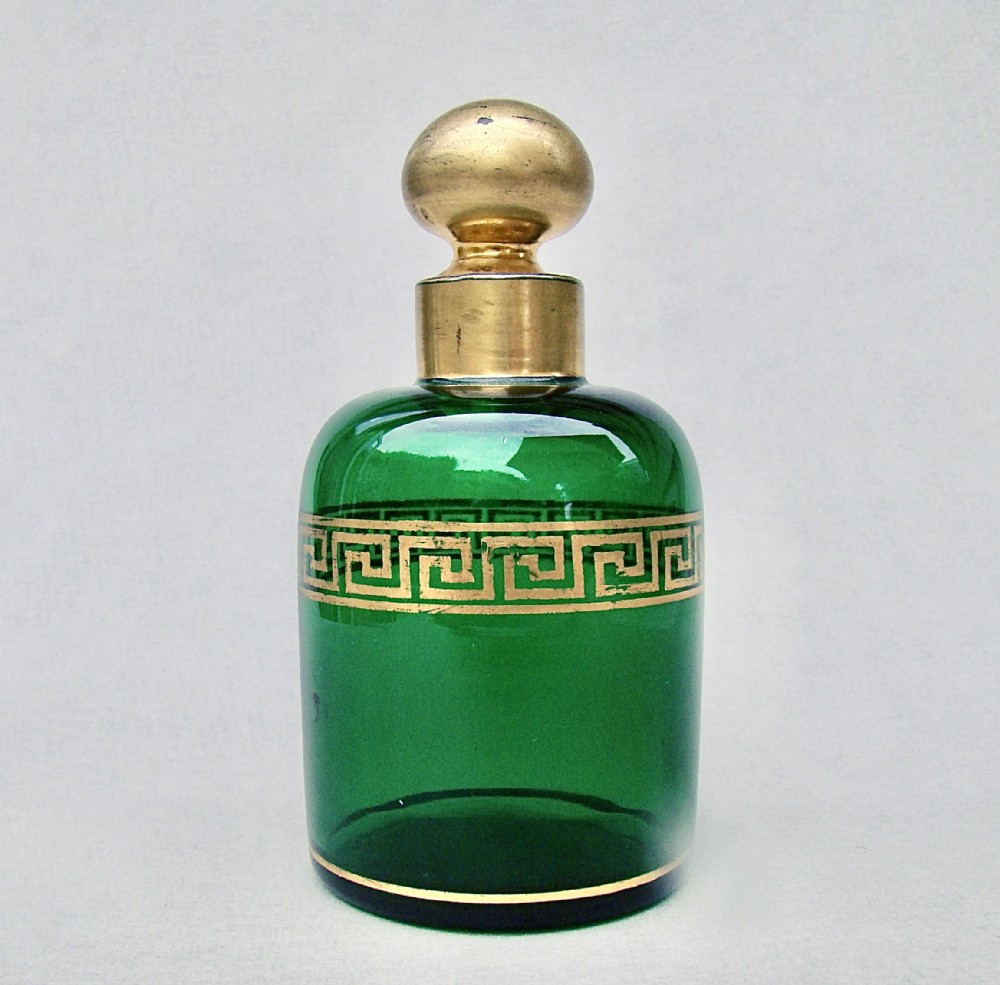 19th century french green gilt glass scent bottle circa 1880