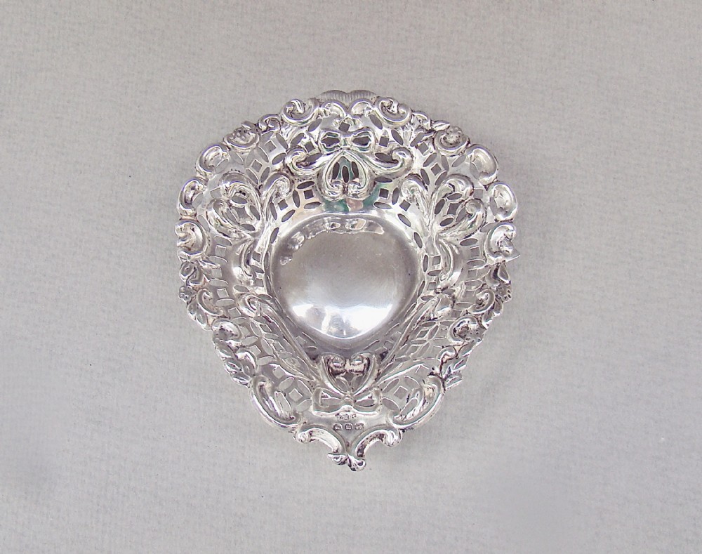 victorian silver heartshaped bonbon dish birmingham 1896