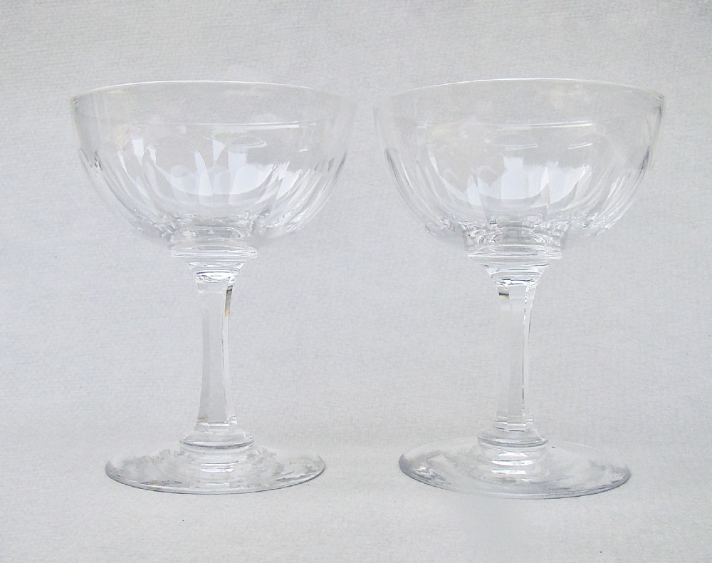 elegant pair of victorian slicedcut champagne coupes circa 1890