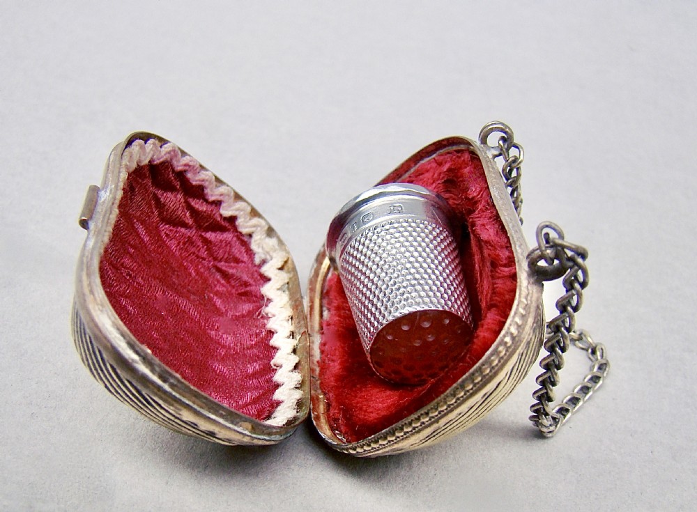 exquisite victorian silver agate thimble in ormulu chatelaine thimble case birmingham 1890