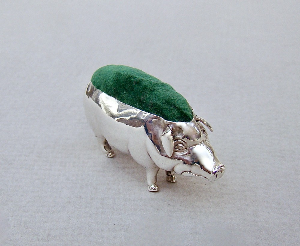 edwardian silver pig pin cushion by adie lovekin birmingham 1902