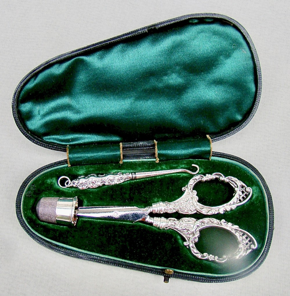 victorian silver cased sewing set by levi salaman birmingham 1898