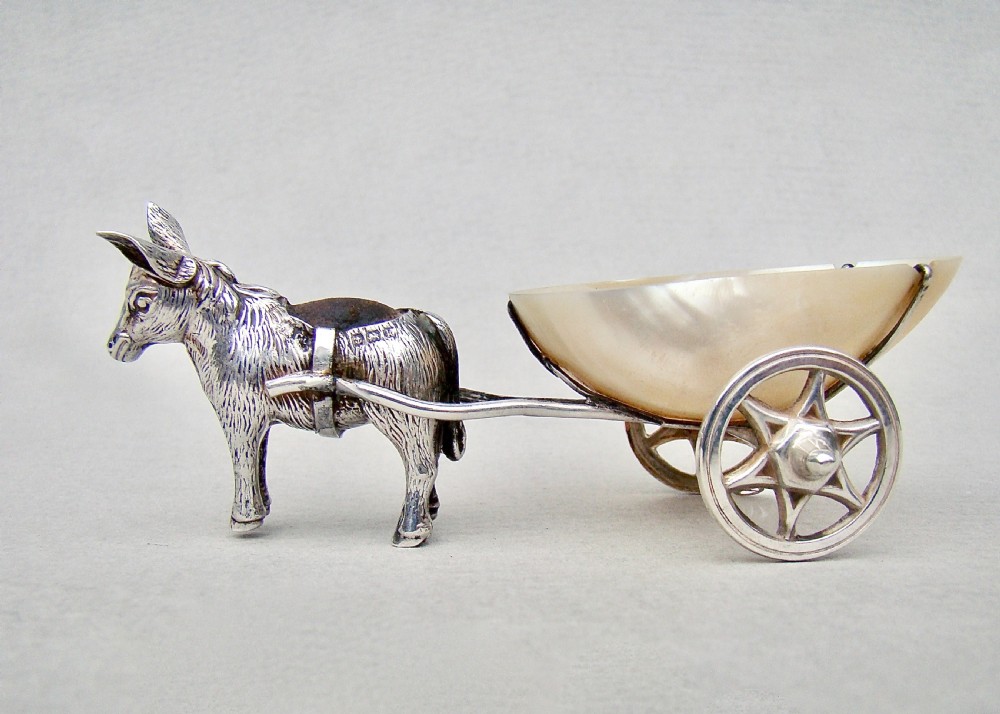 very rare edwardian novelty silver donkey cart pin cushion by sydney co birmingham 1909