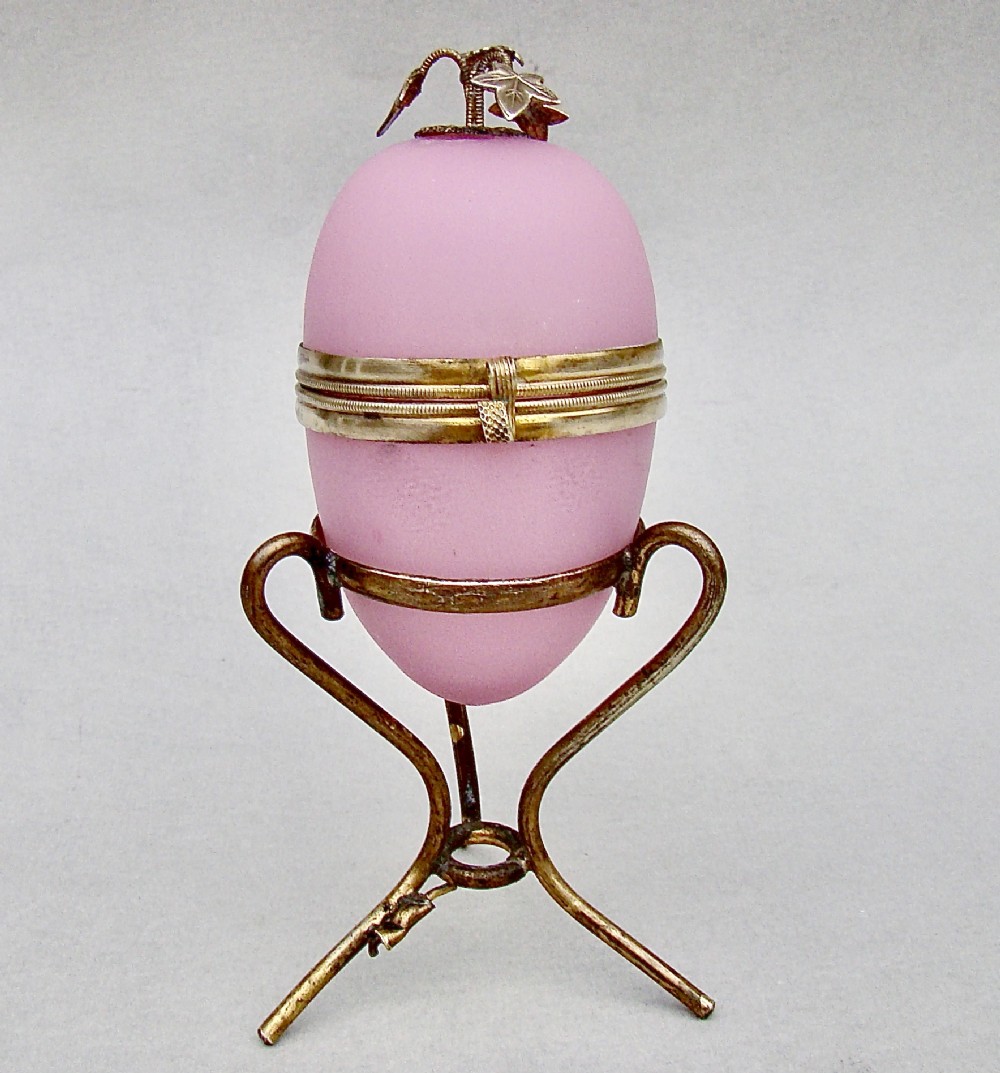 french palais royal pink opaline glass casket on ormulu stand circa 1860