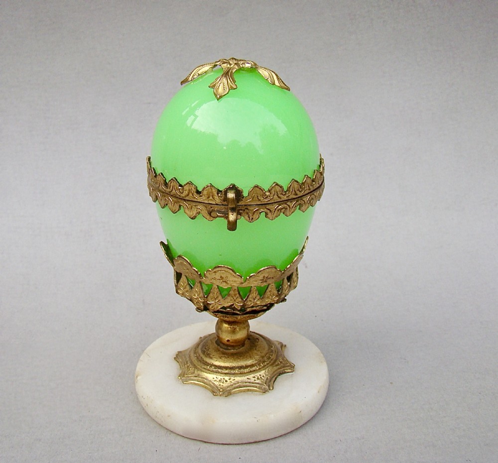 fabulous french palais royal uranium opaline glass egg casket circa 1870