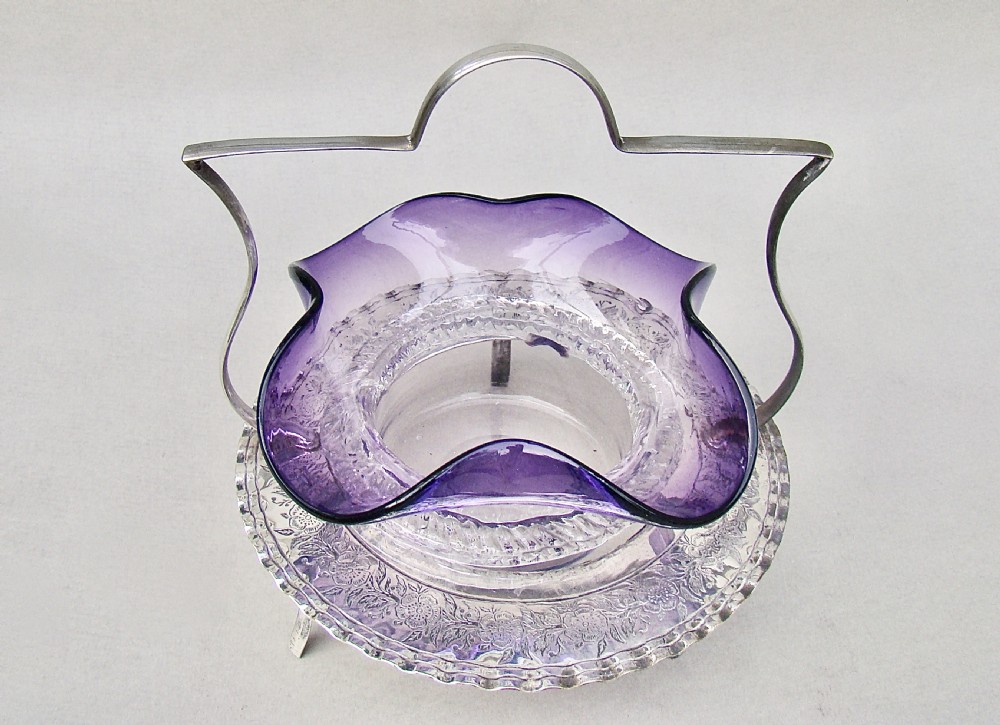 exquisite victorian silver plated and amethyst glass sweet meat dish circa 1890