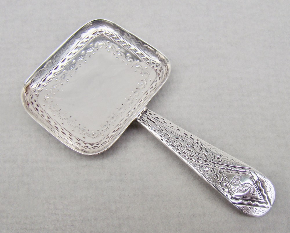 unusual georgian silver caddy spoon by william collings london 1794