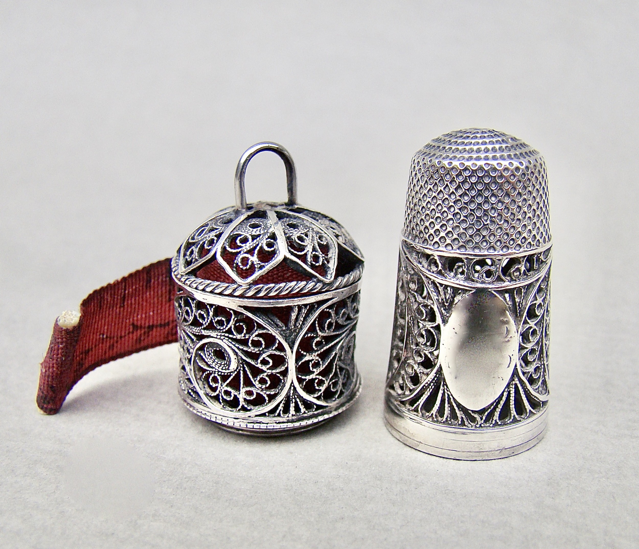 very rare georgian silver filigree thimbletape measure combination circa 1800