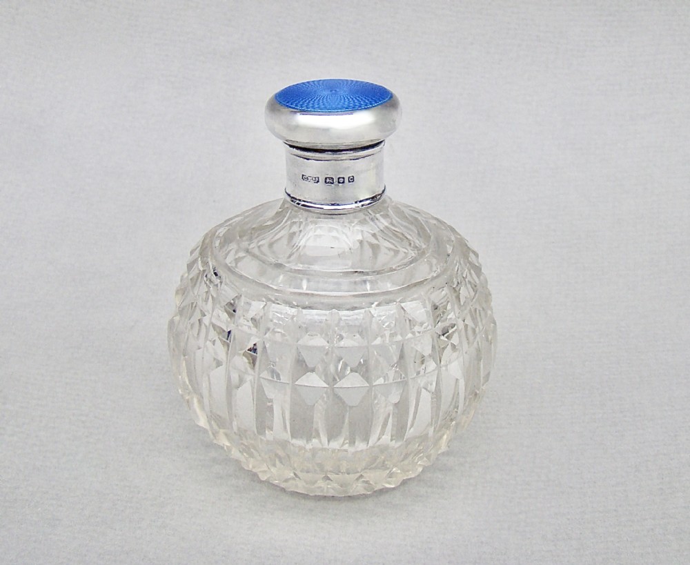 gorgeous art deco silver guilloche enamel scent bottle by the corke brothers london 1938