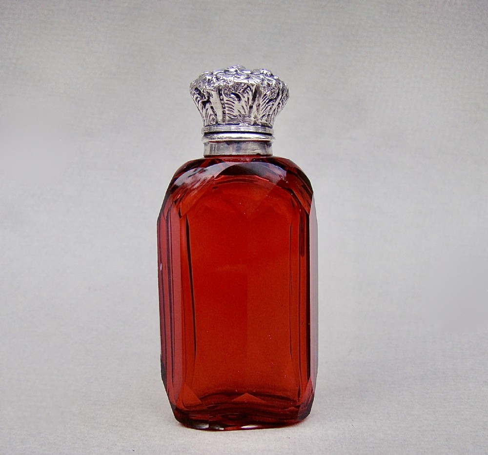 fine victorian silver ruby glass scent bottle circa 1800