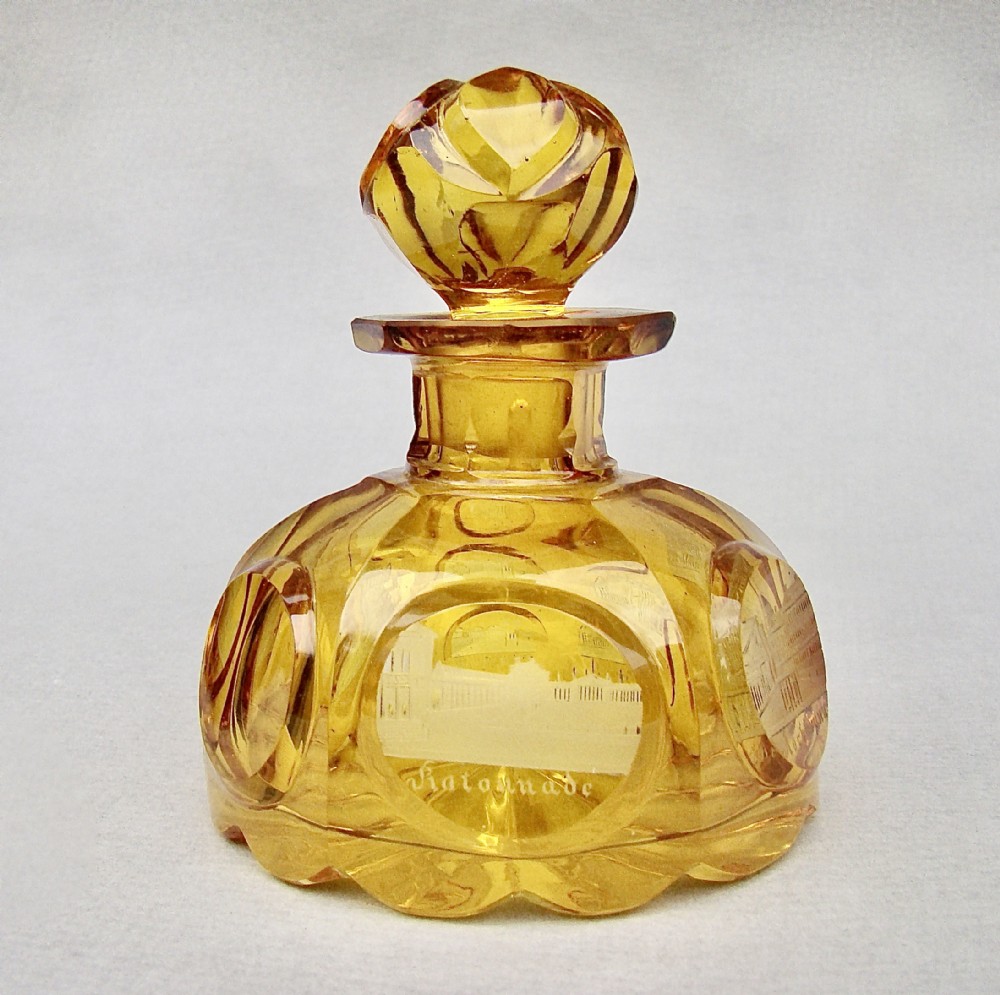 victorian bohemian etched glass grand toursouvenir scent bottle circa 1880