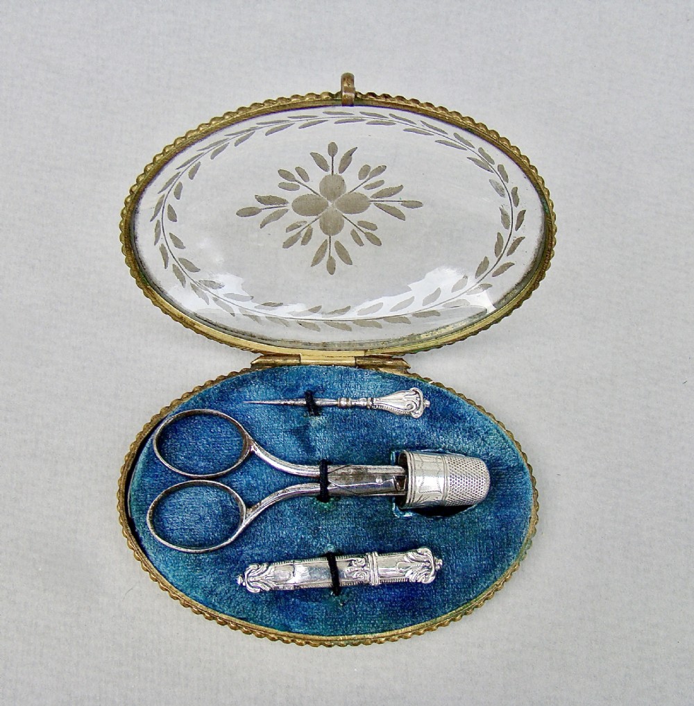 19th century french silver fitted sewing companion for a child circa 1820